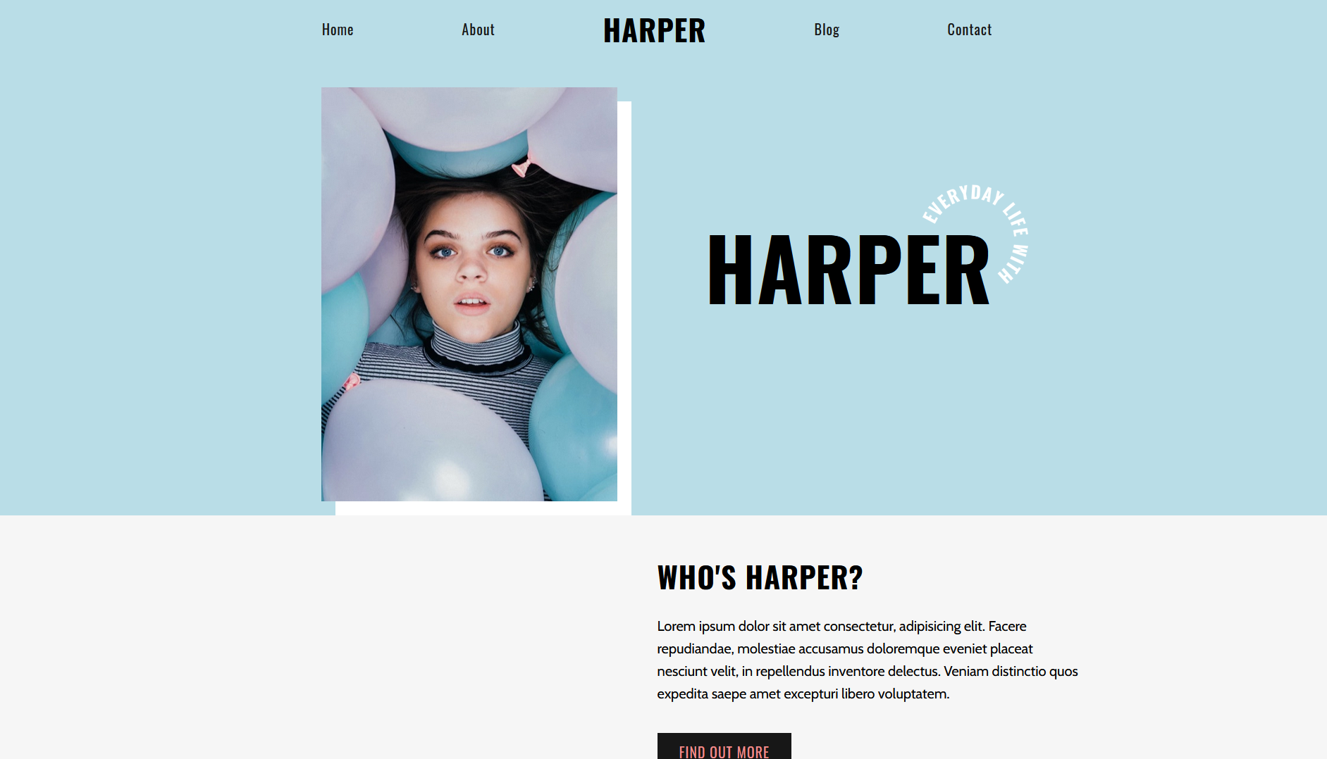 main page of the harper website