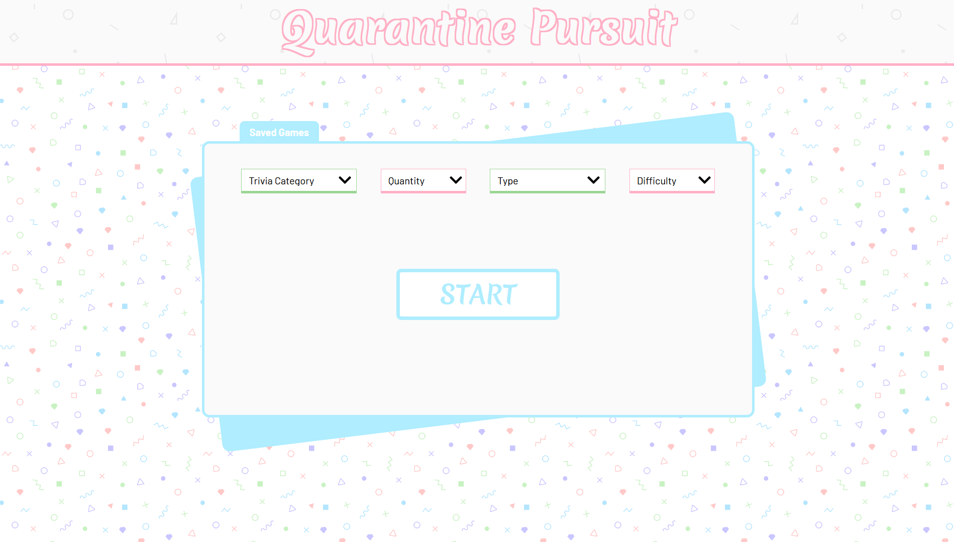 main page of the quarantine pursuite website